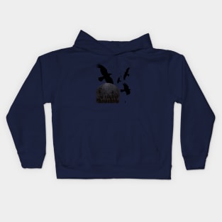 Sacred Gothic Text Gravestone With Crows and Ravens Kids Hoodie